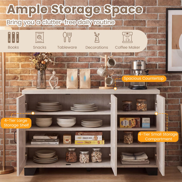 Giantex Sideboard Buffet Cabinet | 45" Farmhouse Coffee Bar Cabinet with 3 Doors &amp; Adjustable Shelves