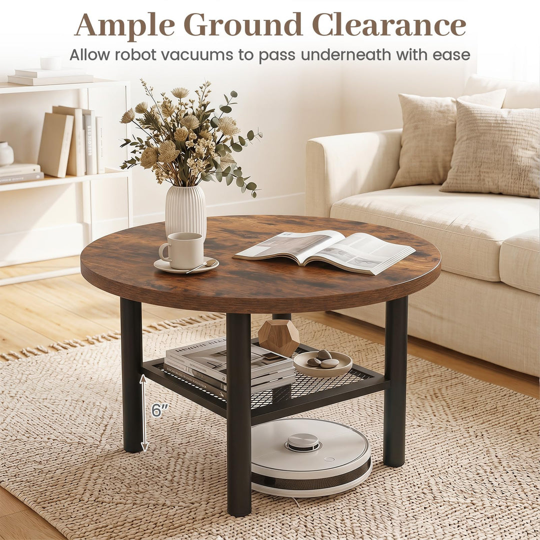GIANTEX 24" Small Round Coffee Table with Storage