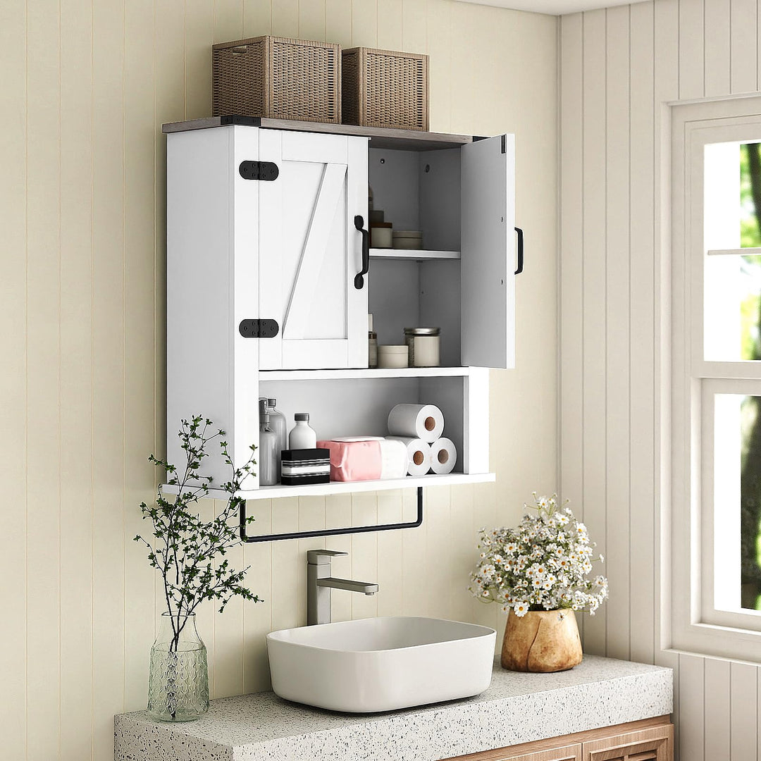 Giantex Above Toilet Bathroom Wall Cabinet with Towel Bar