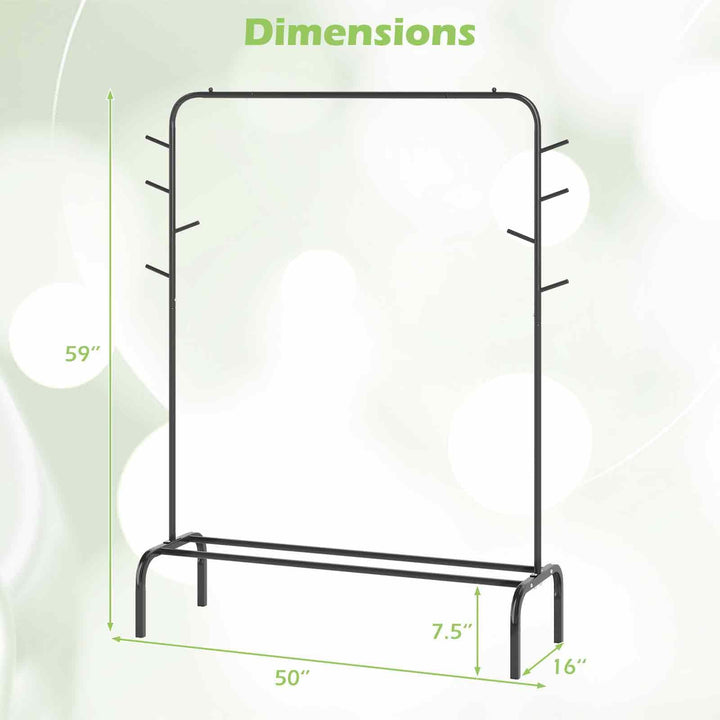 Giantex 50" Wide Freestanding Garment Rack with Hanging Rod 8 Hooks & Storage Shelf