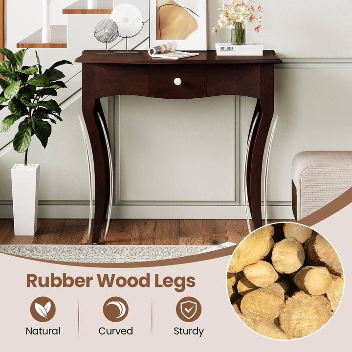 Giantex Console Table with Drawer and Solid Wood Frame