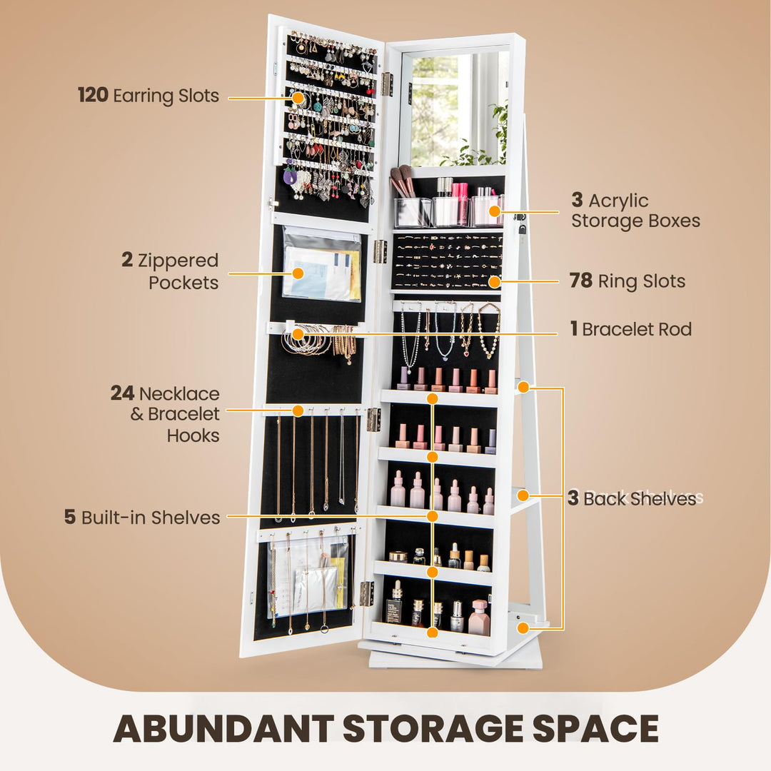 CHARMAID 3-in-1 Jewelry Armoire with Full Length Mirror