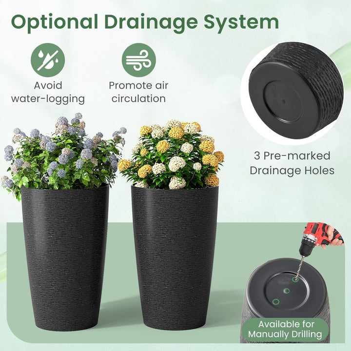 Giantex 21” Tall Round Tapered All Weather Flower Pots Set of 2