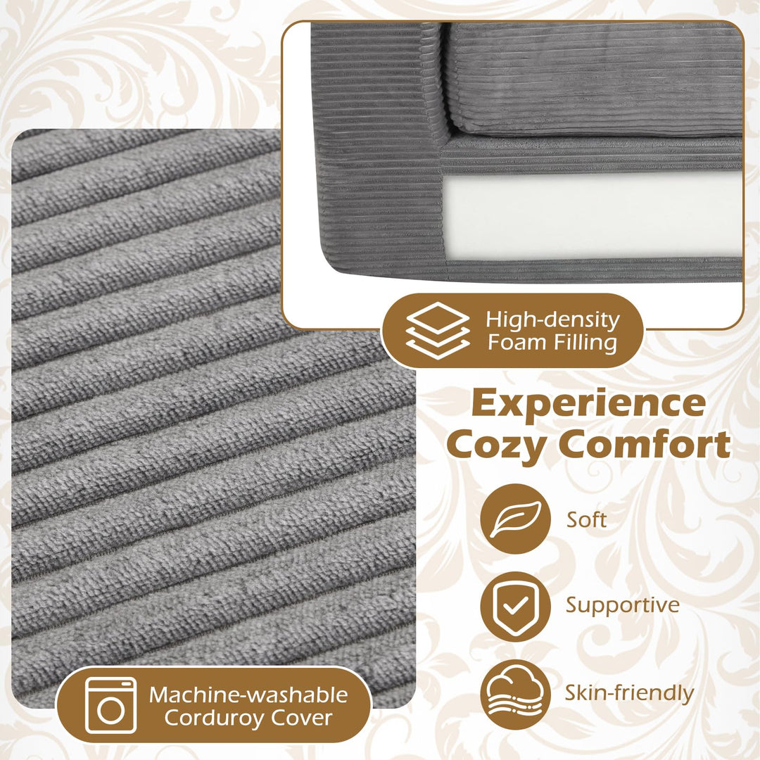 Giantex 2-Seater Floor Couch with Removable Corduroy Cover