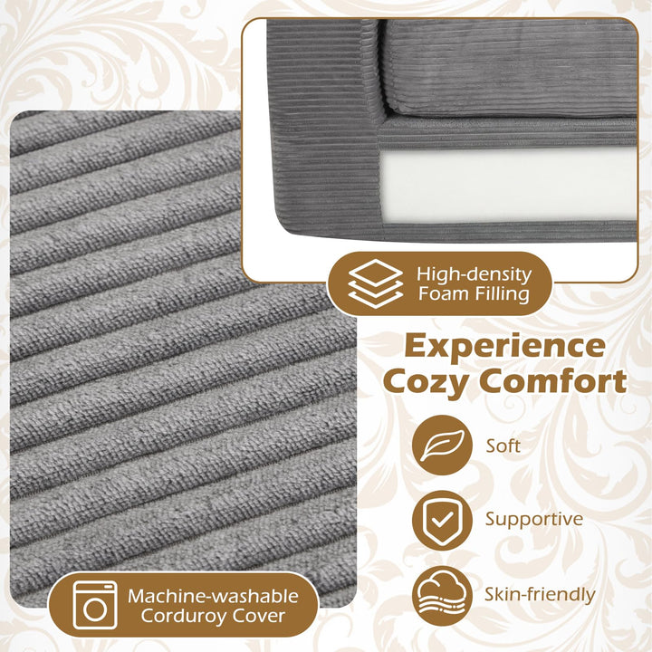 Giantex 2-Seater Floor Couch with Removable Corduroy Cover
