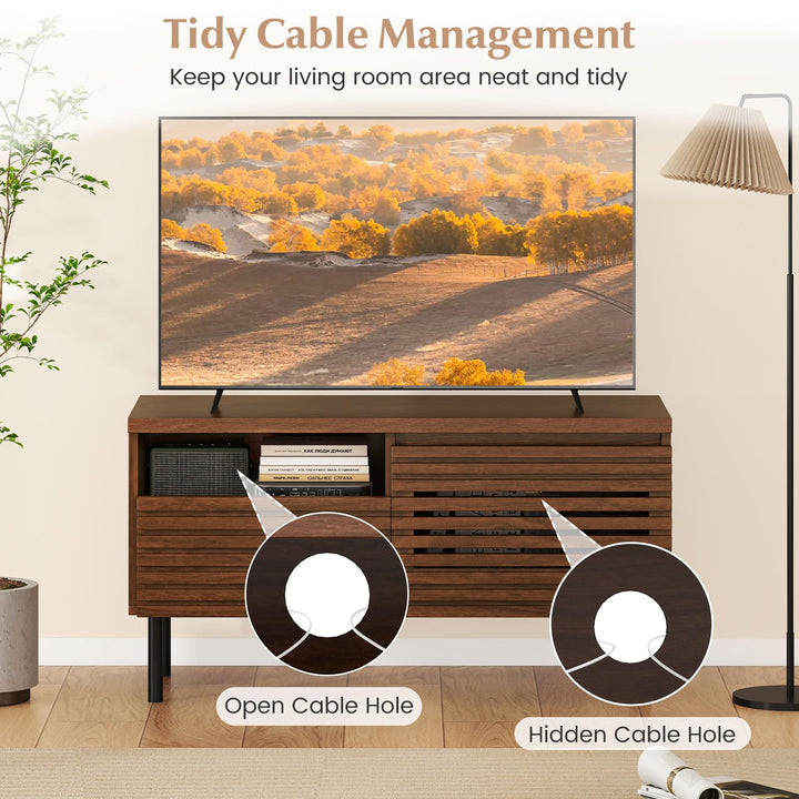 Giantex Mid Century Modern TV Stand with Fluted Entertainment Center