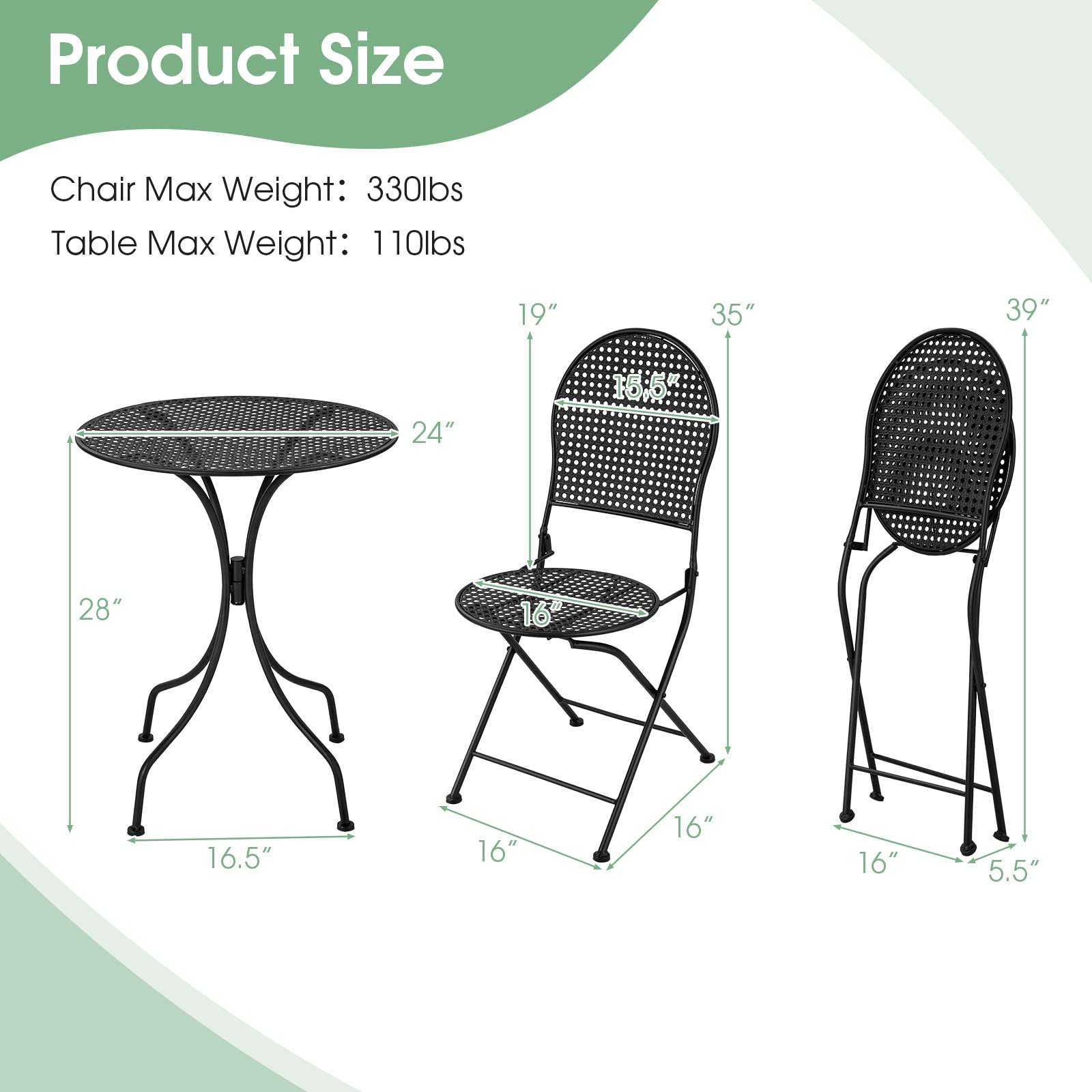Giantex 3 Pieces Patio Bistro Set