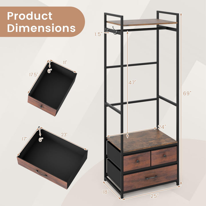 Giantex Clothes Rack with Drawers for Living Room