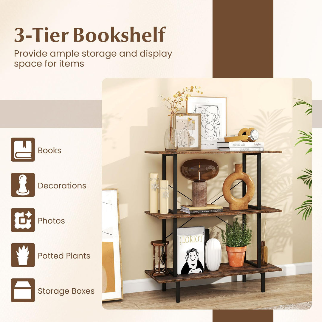 GIANTEX 31.5" Wide 3-Tier Industrial Bookcase with Open Shelves (1/2)