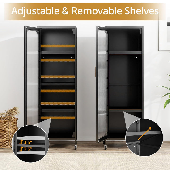 Giantex 5-Tier Mobile Storage Cabinet Tall Narrow Metal Kitchen Pantry