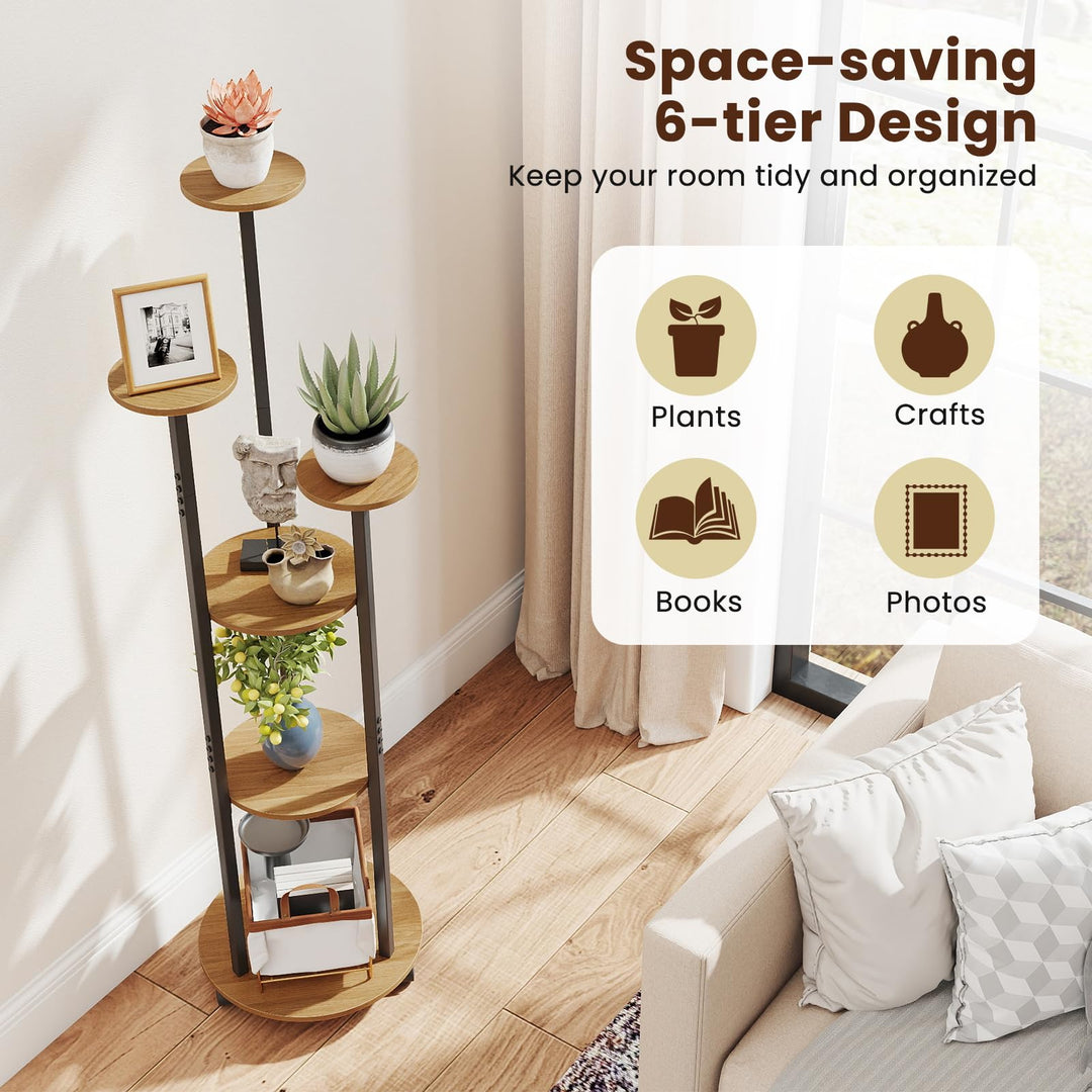 Giantex 57'' Tall Plant Stand Indoor with Lights & Wheels