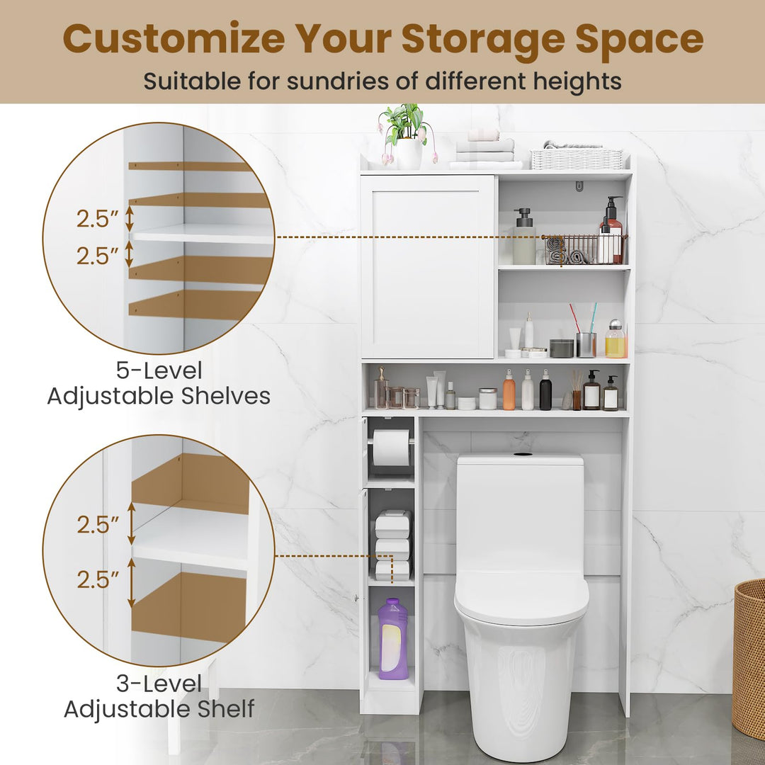 Giantex Over The Toilet Storage Cabinet Standing Toilet Rack with Sliding Door