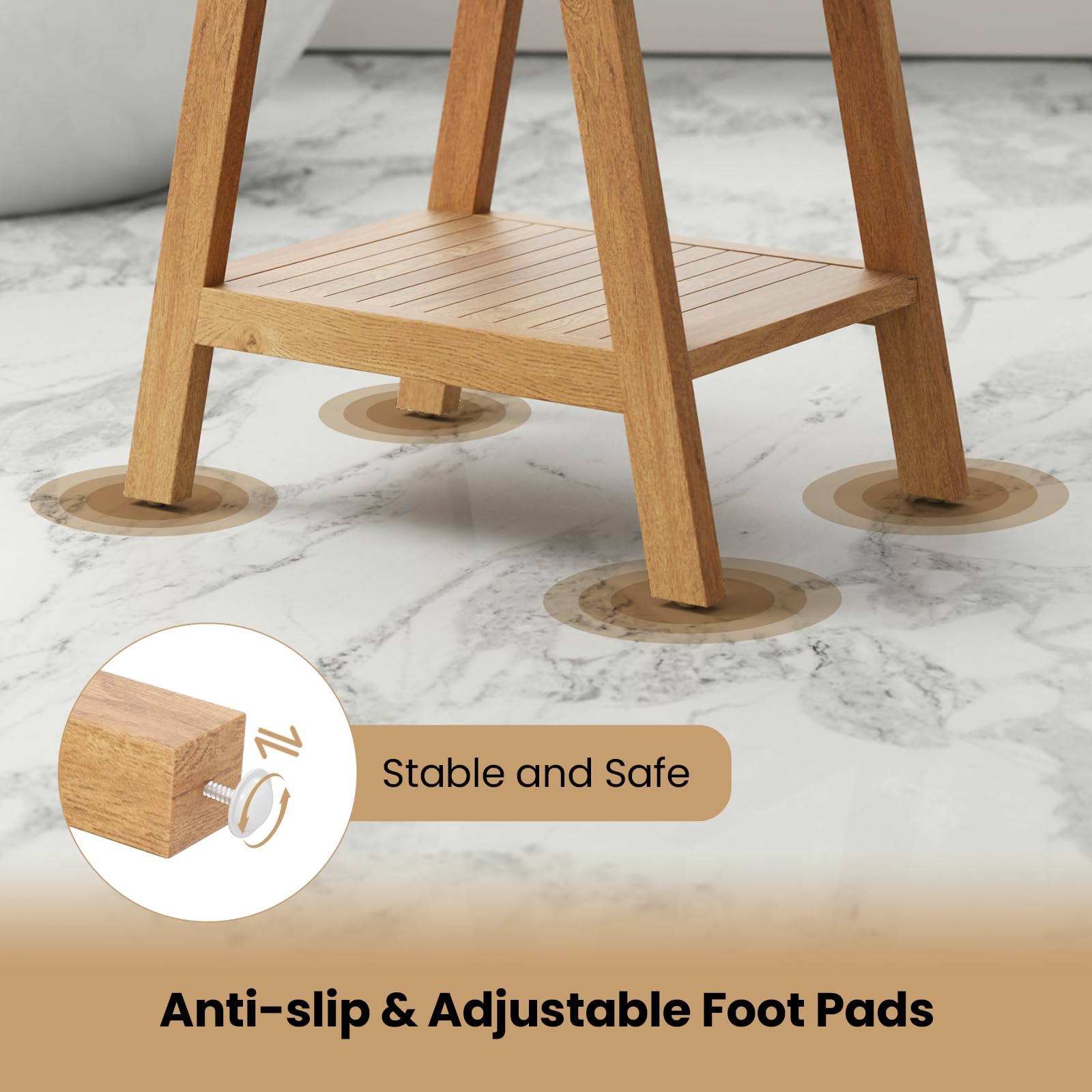 Giantex Teak Shower Bench with Shelf