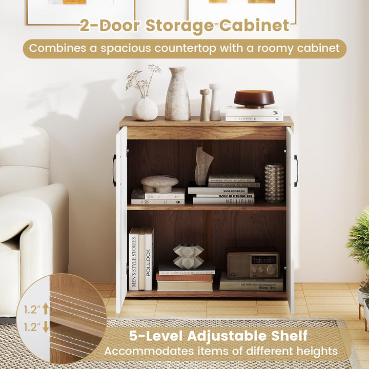 2-Door Kitchen Storage Cabinet with 5-Position Adjustable Shelf & Anti-Tipping Kits