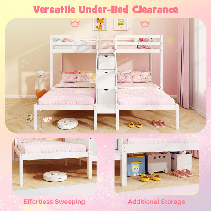 GIANTEX Twin Triple Bunk Bed w/Storage Stairs