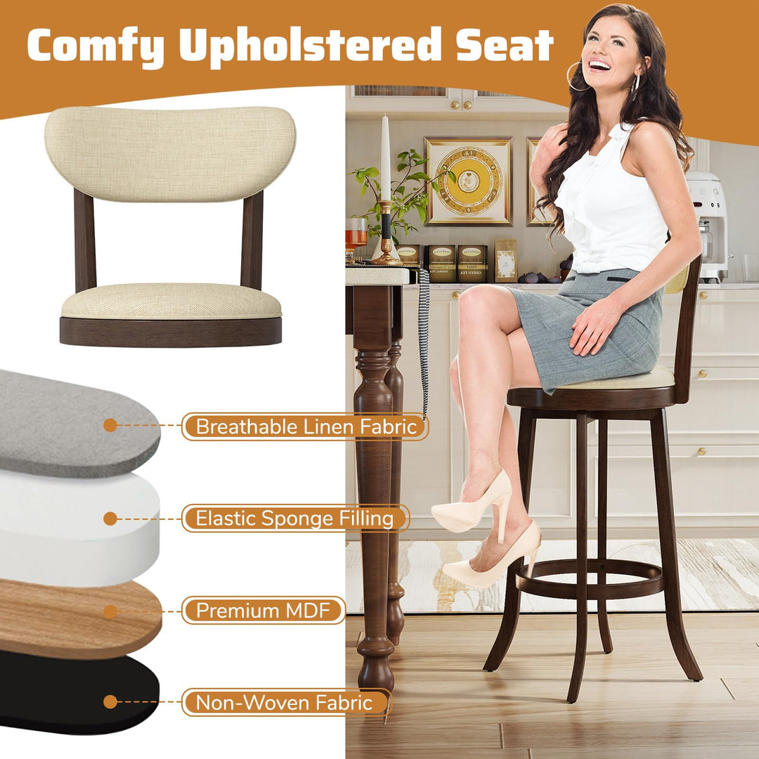 Giantex 30.5" Swivel Bar Stools Set for Kitchen Island Dining Room Pub