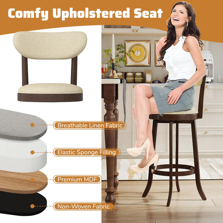 Giantex 30.5" Swivel Bar Stools Set for Kitchen Island Dining Room Pub