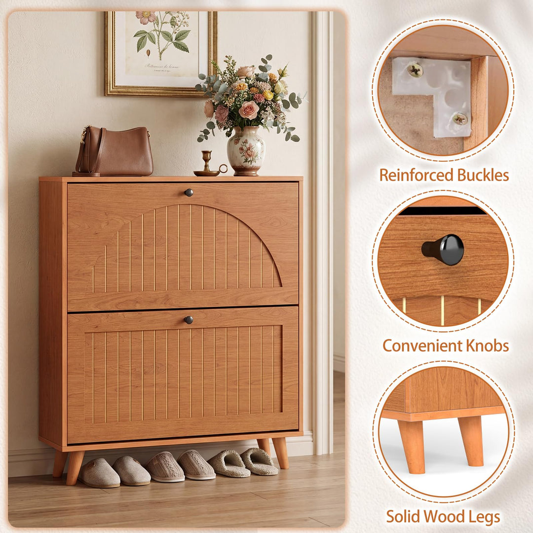 Giantex Shoe Storage Cabinet with 2 Flip Drawers