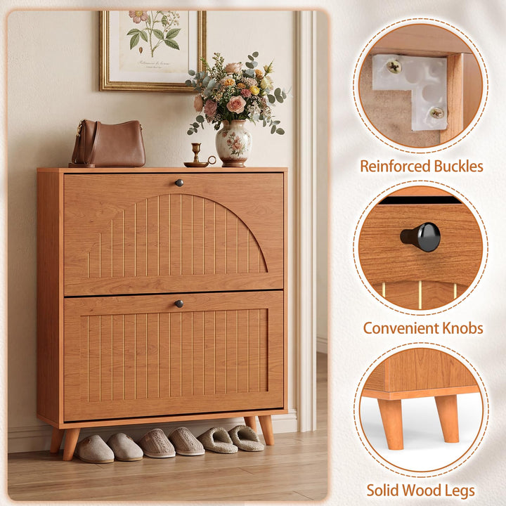 Giantex Shoe Storage Cabinet with 2 Flip Drawers
