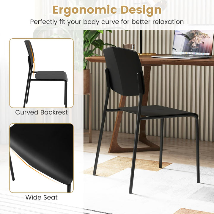 Giantex Stackable Dining Chairs Set, Modern Kitchen Chairs w/Metal Legs & Curved Back, Load up to 350 LBS