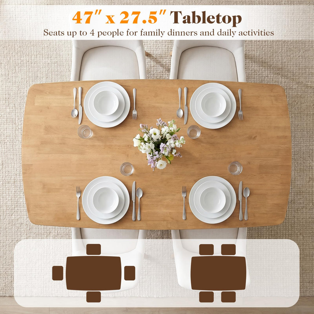 GIANTEX 47" Modern Farmhouse Solid Wood Rectangular Dining Table for 4