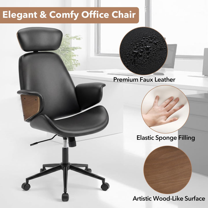 Giantex Ergonomic High Back Faux Leather Executive Chair with Headrest