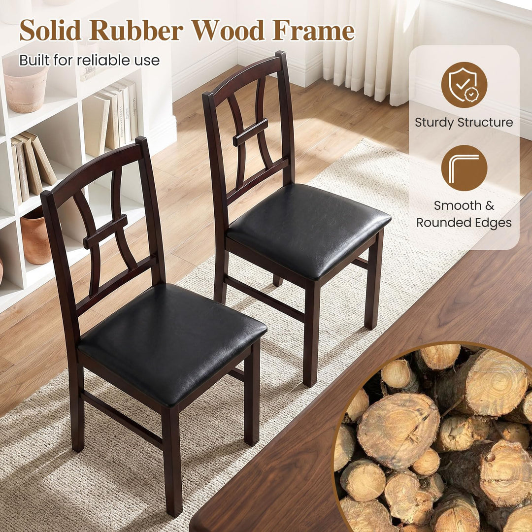 GIANTEX Wooden Dining Chairs Set of 2/4 | Faux Leather Kitchen Chairs w/ Elegant High Back