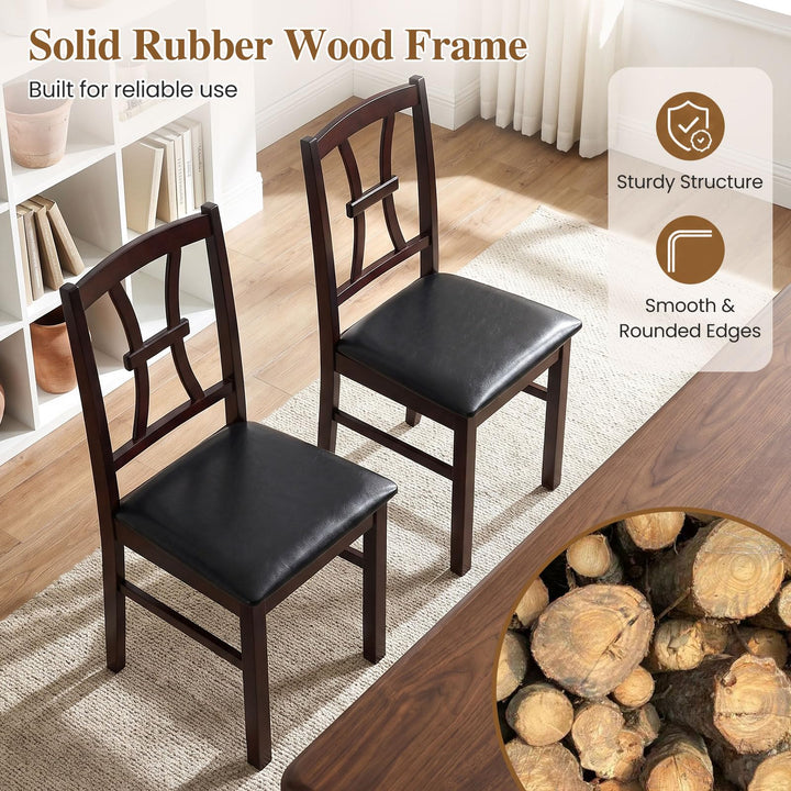 GIANTEX Wooden Dining Chairs Set of 2/4 | Faux Leather Kitchen Chairs w/ Elegant High Back
