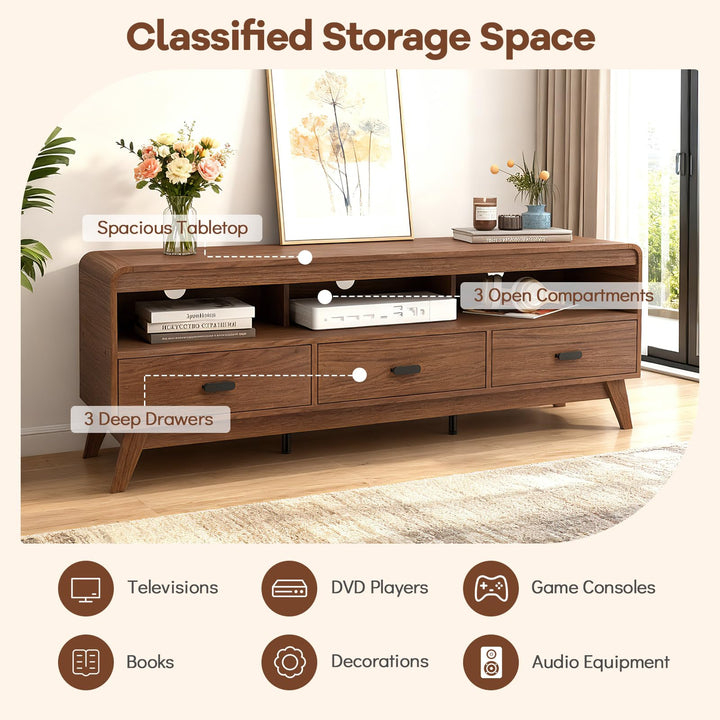 Giantex TV Stand for 60-70 Inch TV Mid-Century Modern Entertainment Center with 3 Storage Drawers