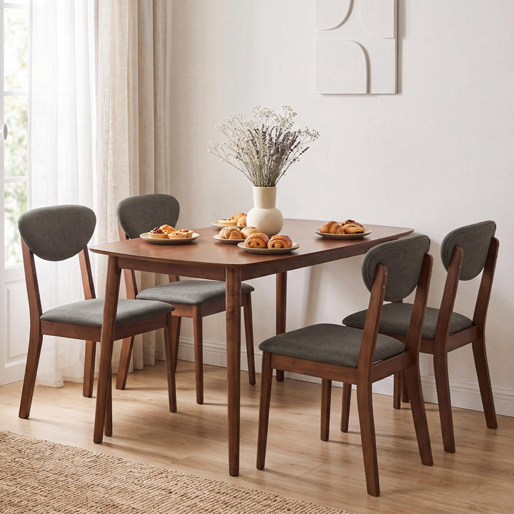 Giantex Mid-Century Modern Kitchen Table and Upholstered Chairs Set for 4