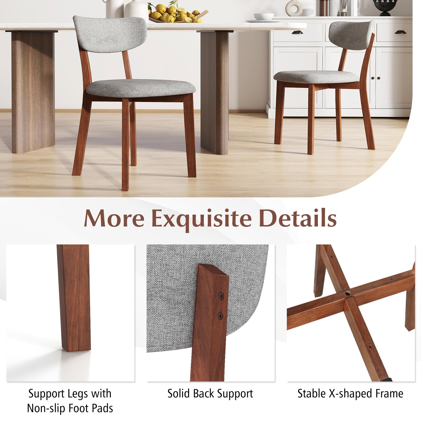 Giantex Wood Dining Chairs Set of 2, Farmhouse Wooden Dining Room Chair with Cushion Seat