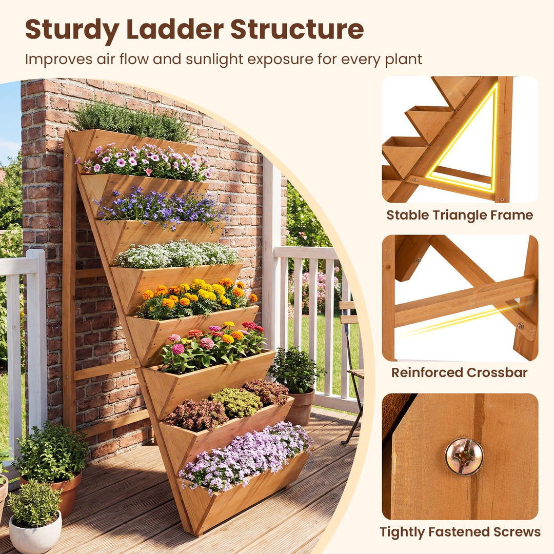 Giantex 8-Tier Wooden Vertical Raised Garden Bedwith Legs