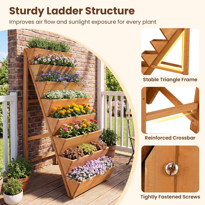 Giantex 8-Tier Wooden Vertical Raised Garden Bedwith Legs
