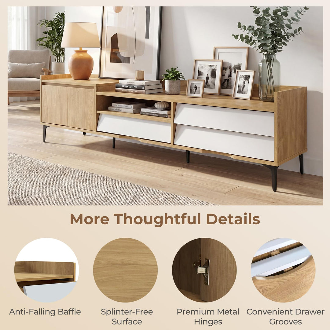 Giantex Modern TV Stand for 80" Television with Open Shelf