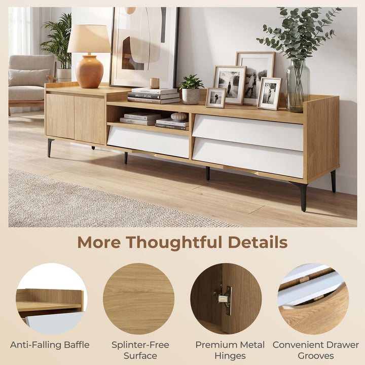 Giantex Modern TV Stand for 80" Television with Open Shelf