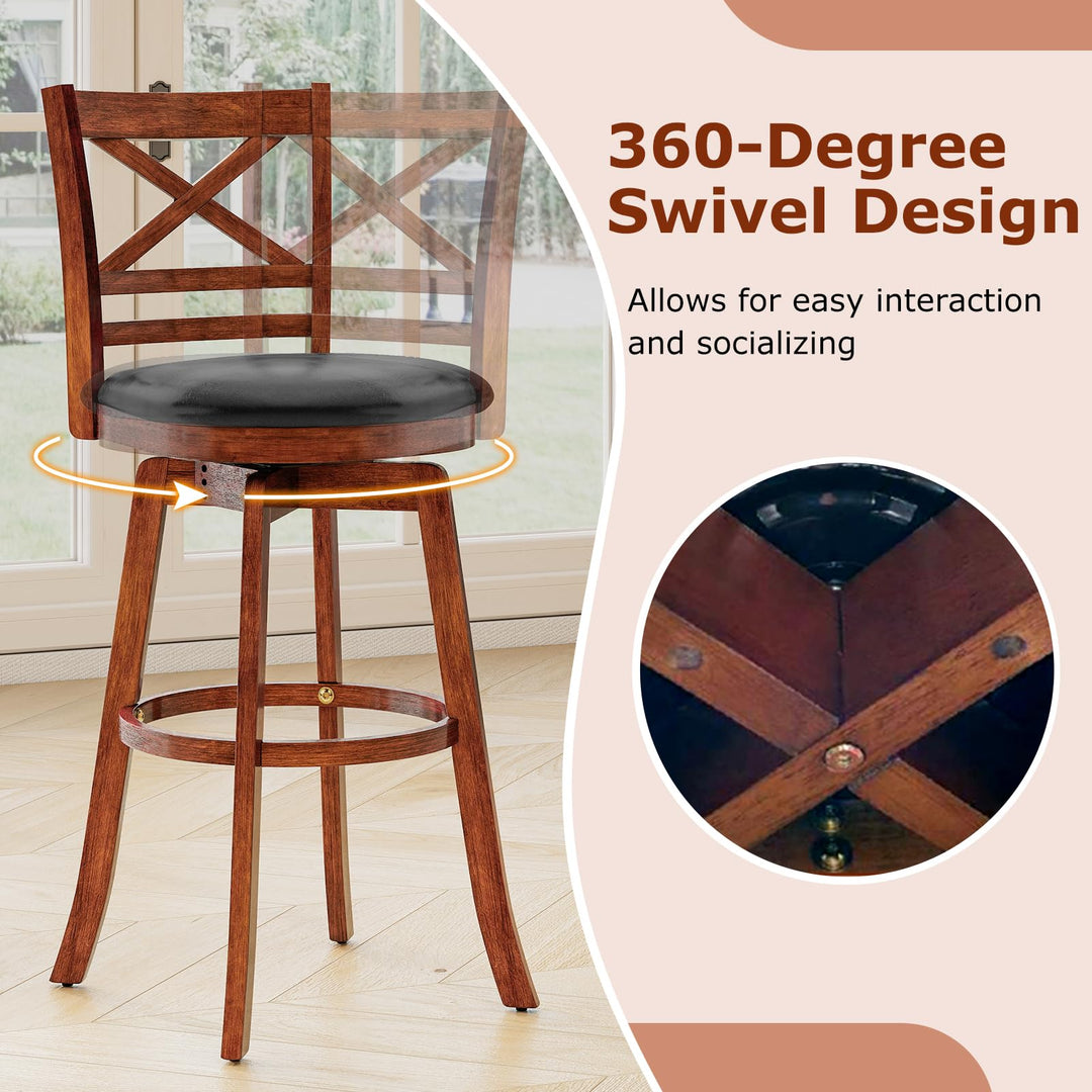 Giantex 30.5 Inch Bar Height Chairs Stools Set of 2/4 with PU Faux Leather Upholstered Seat