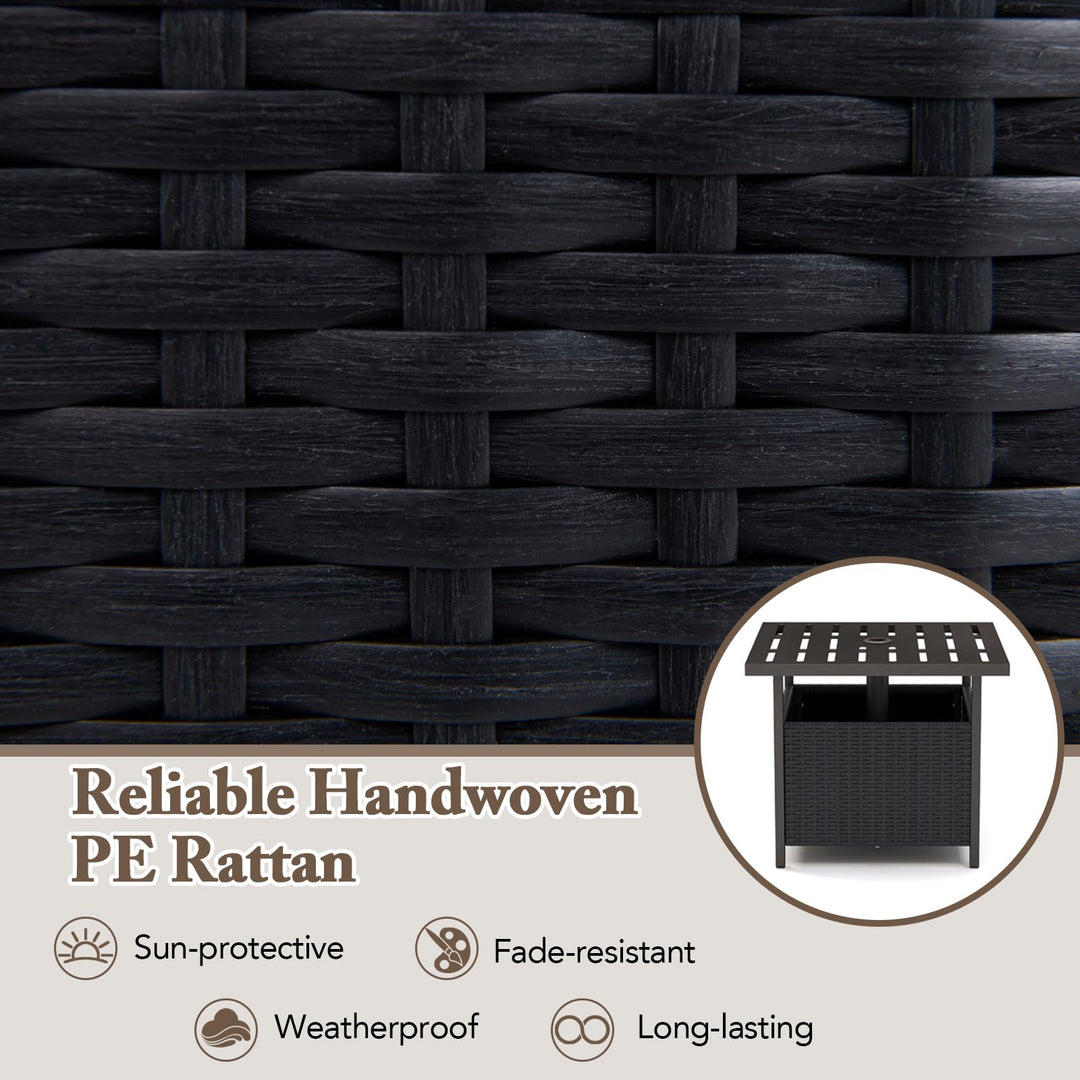 Giantex Patio Rattan Wicker Umbrella Side Table