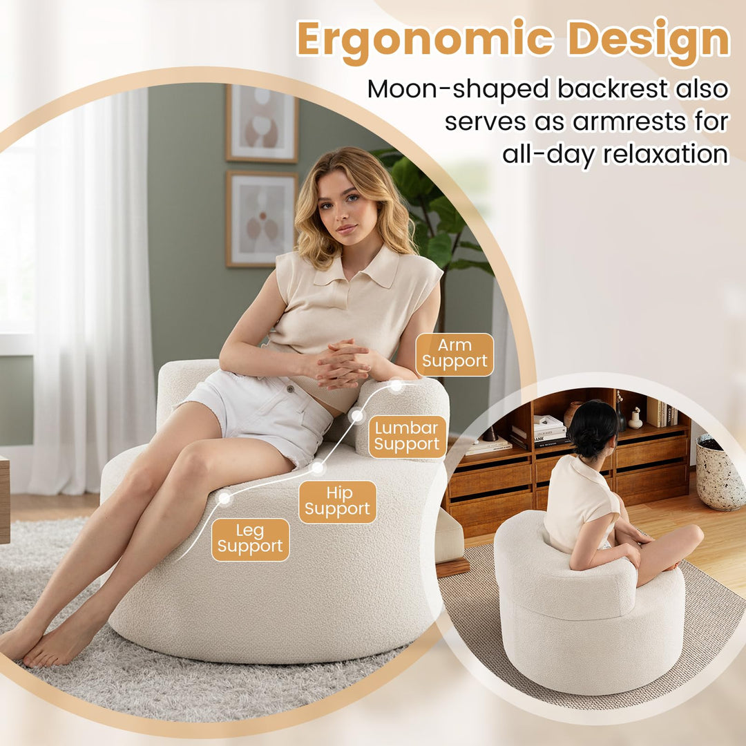 Giantex Barrel Accent Chair, Upholstered Single Sofa Chair