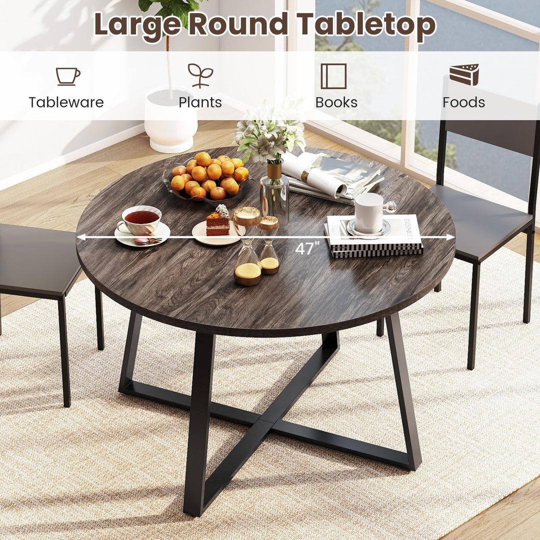 Giantex 47-inches Round Dining Table with Metal Pedestal Base