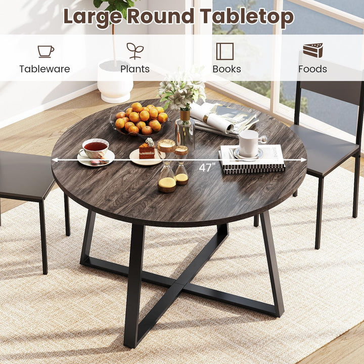 Giantex 47-inches Round Dining Table with Metal Pedestal Base