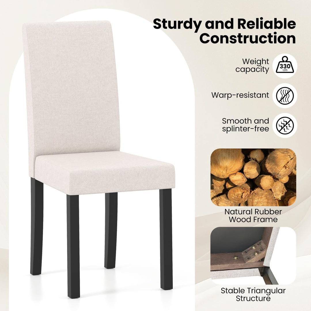 Giantex Upholstered Dining Chair Set of 2/4 Mid Century Modern Fabric Kitchen Chairs with Thick Padded Seat
