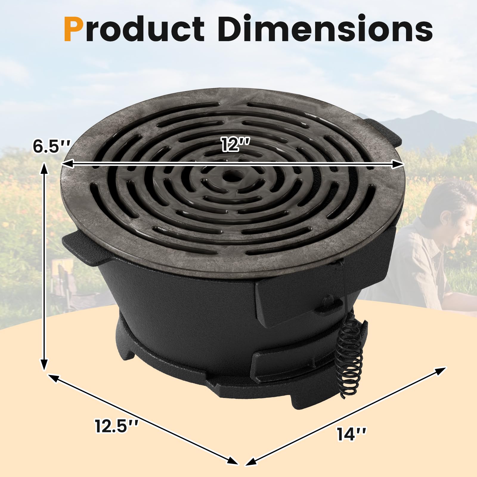 Giantex Cast Iron Hibachi Grill Portable Japanese BBQ Charcoal