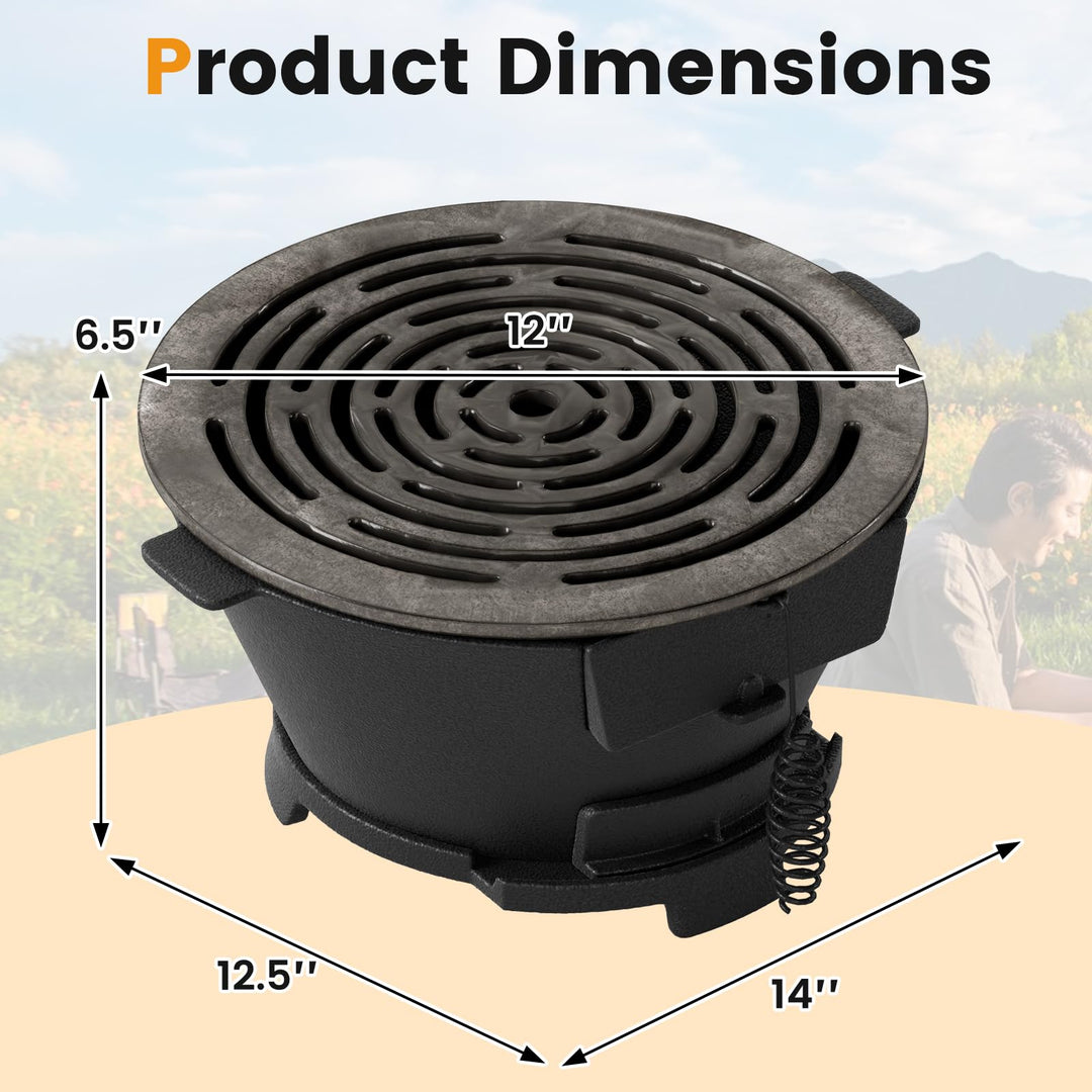 Giantex Cast Iron Hibachi Grill Portable Japanese BBQ Charcoal Grill with Double-Sided Grate