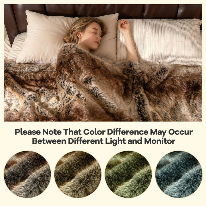 Giantex 760GSM Soft Plush Fuzzy Luxury Faux Raccoon Fur Blanket for Sofa