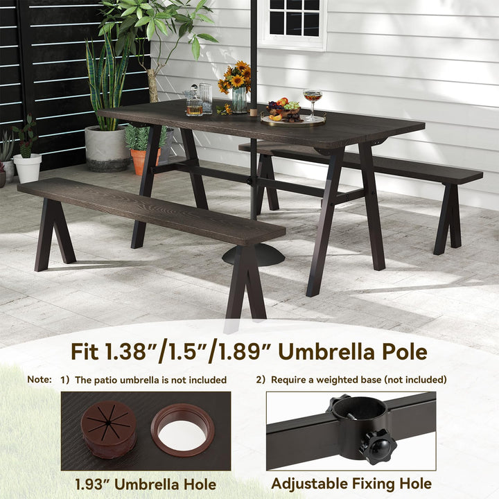Giantex Outdoor Patio Dining Table with 1.93” Umbrella Hole