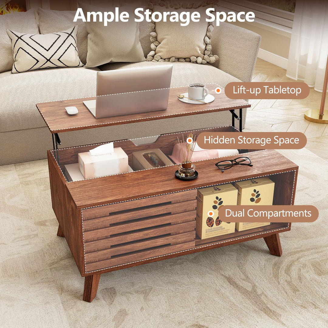 GIANTEX 35.5" Lift Top Coffee Table with Storage for Living Room
