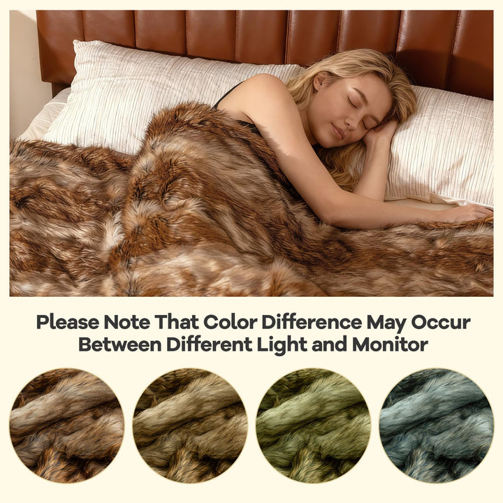 Giantex 540GSM Soft Plush Fuzzy Luxury Faux Raccoon Fur Blanket for Bed