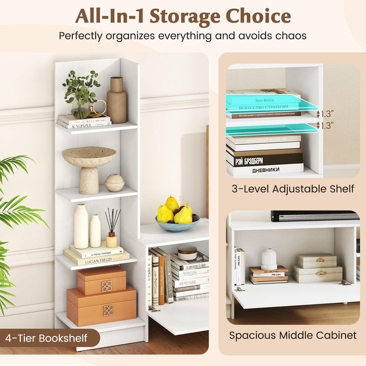 Giantex Book Shelf TV Stand L-Shaped Entertainment Center with Storage & Adjustable Shelf
