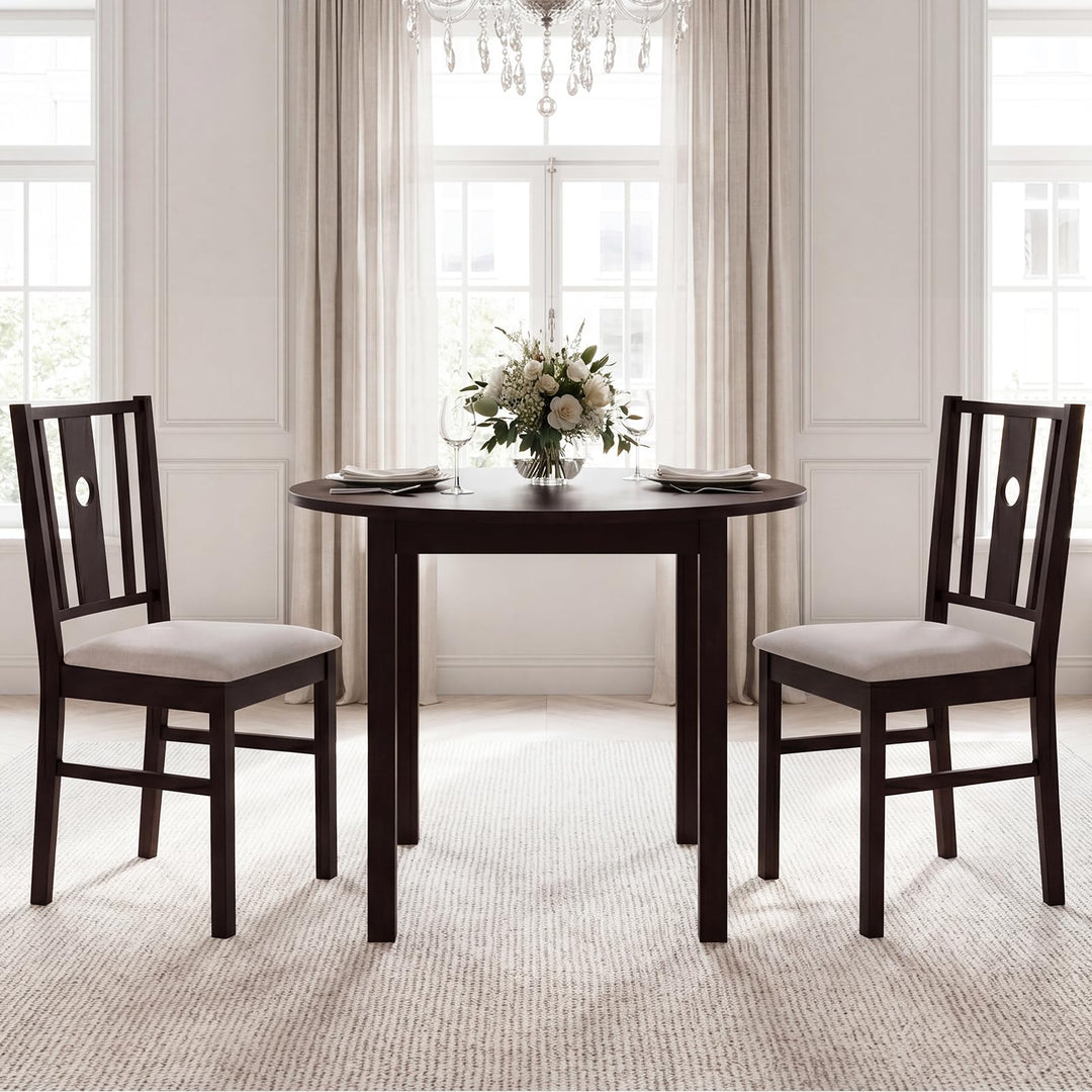Giantex Wood Dining Chairs w/Fabric Padded Seat &amp; Slatted Curved Back (2/4)