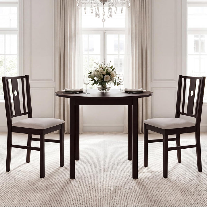 Giantex Wood Dining Chairs w/Fabric Padded Seat &amp; Slatted Curved Back (2/4)